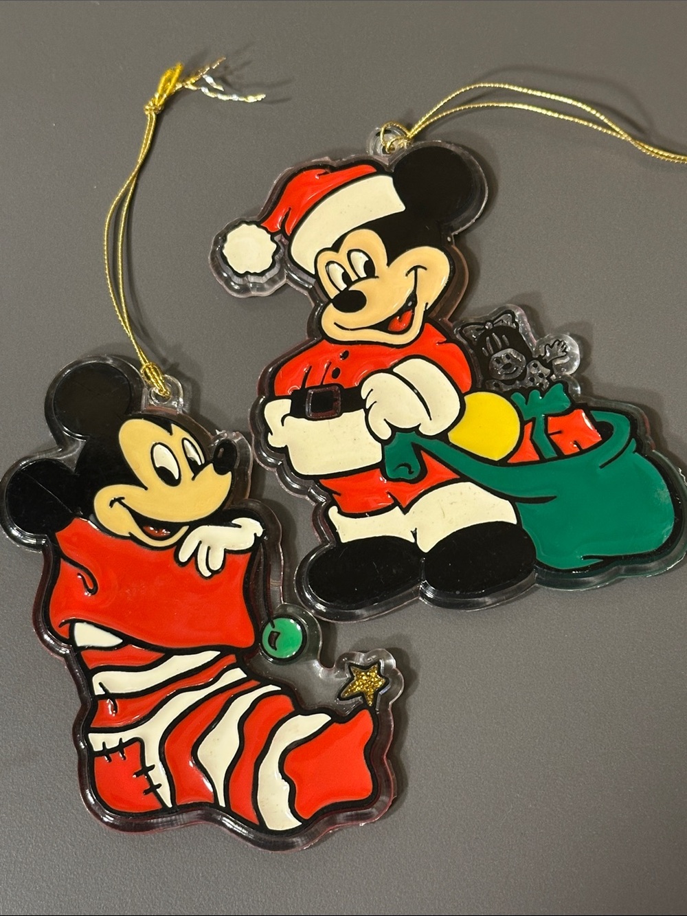 VTG Walt Disney Productions Mickey Mouse Santa Ornaments Made in St. Lucia 1980s
